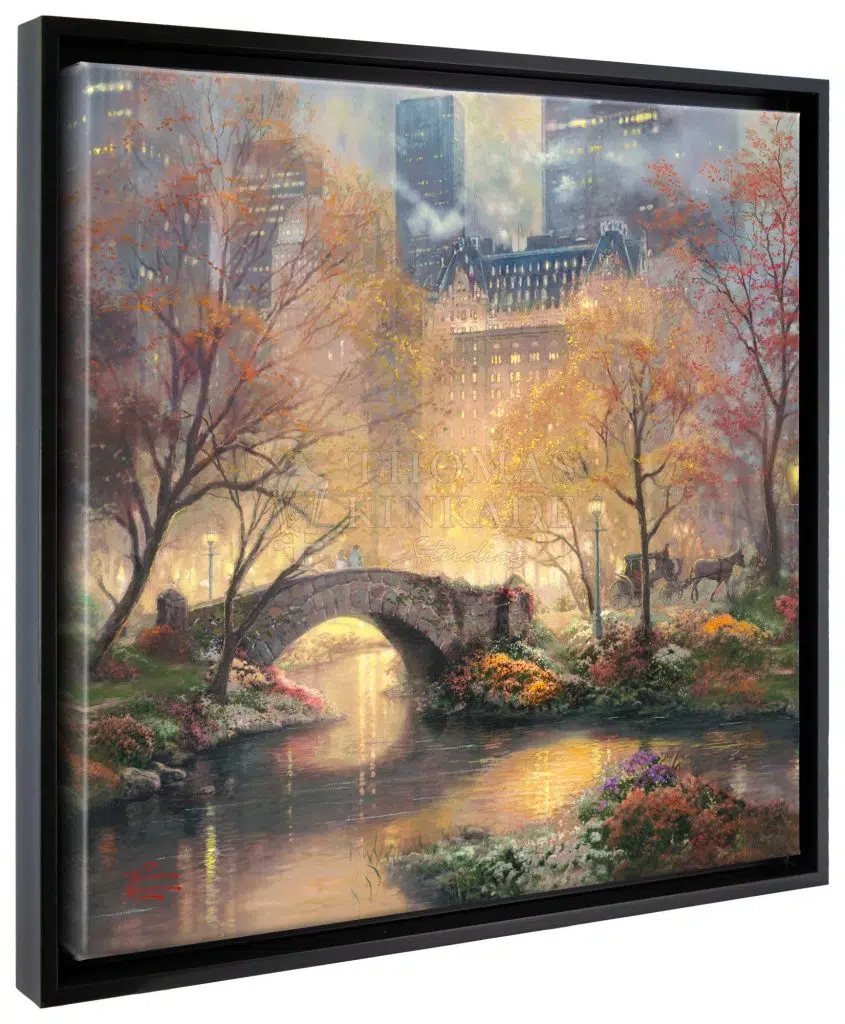 Central Park in the Fall - 20" x 20" Canvas Wall Mural (Onyx Black Frame)