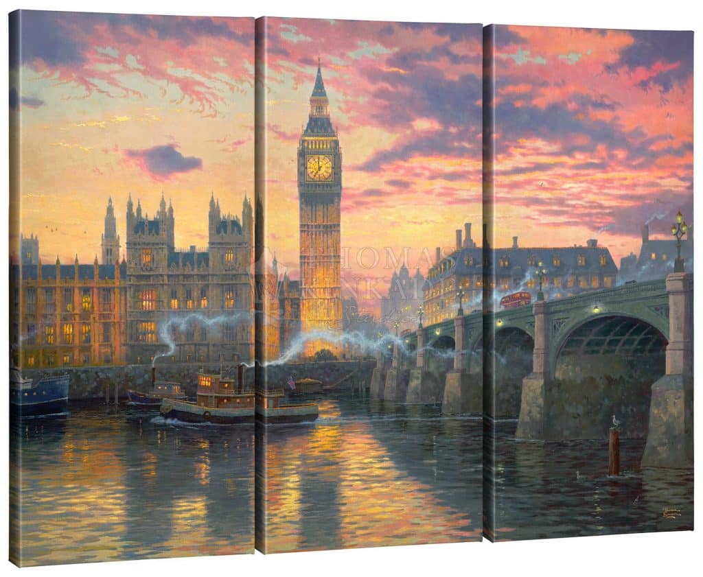 London Triptych - 36" X 48" Gallery Wrapped Canvas