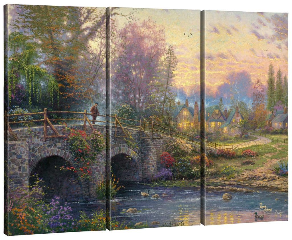 Cobblestone Evening Triptych - 36" X 48" Gallery Wrapped Canvas