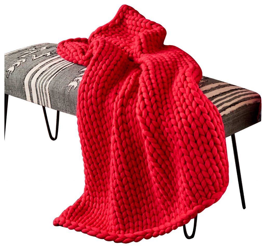 Red Cinema Chunky Knit Throw Blanket