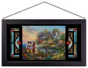 Mickey and Minnie - Sweetheart Cove - 13" x 23" Framed Glass Art