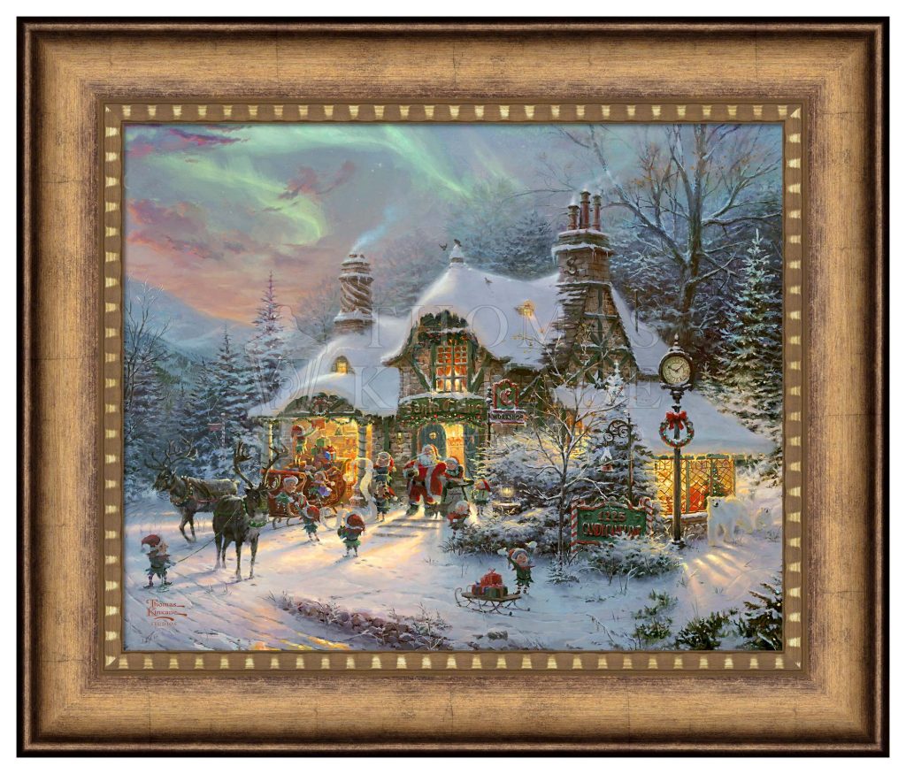 Santa's Night Before Christmas - 16" x 20" Brushstroke Vignette (Gold Frame)