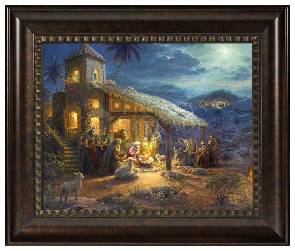 The Nativity - 16" x 20" Brushstroke Vignette (Rich Burl Frame)
