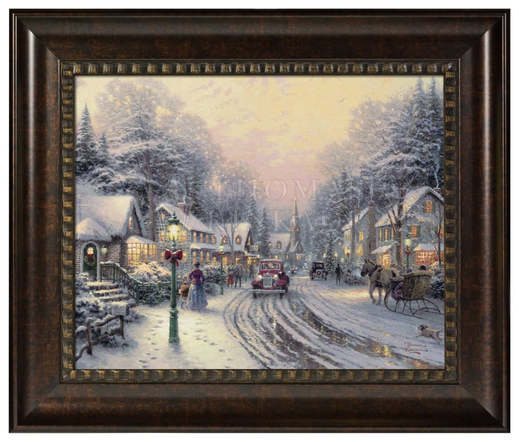 Village Christmas - 16" x 20" Brushstroke Vignette (Rich Burl Frame)
