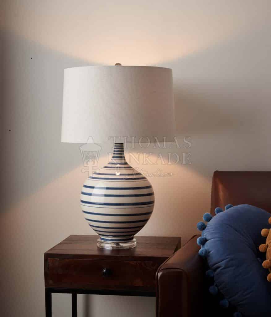 Cobalt & White Sripped Table Lamp - Lighting
