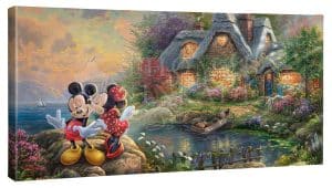 Disney Mickey and Minnie - Sweetheart Cove - 16" x 31" Gallery Wrapped Canvas - Thomas Kinkade Studios