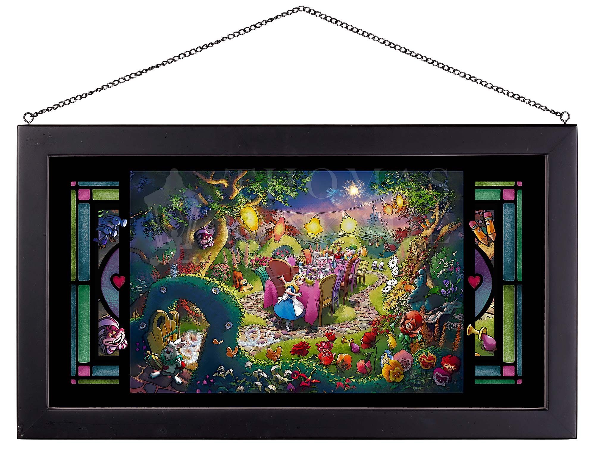 Disney Mad Hatter's Tea Party  - 13" x 23" Stained Glass Art
