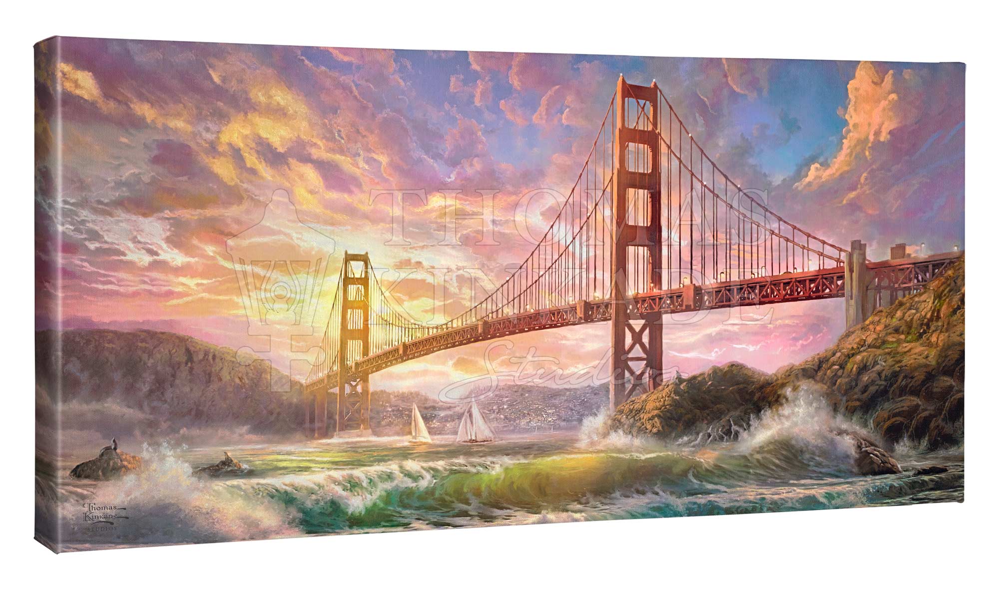 Sunset at Golden Gate Bridge - 16" x 31" Gallery Wrapped Canvas