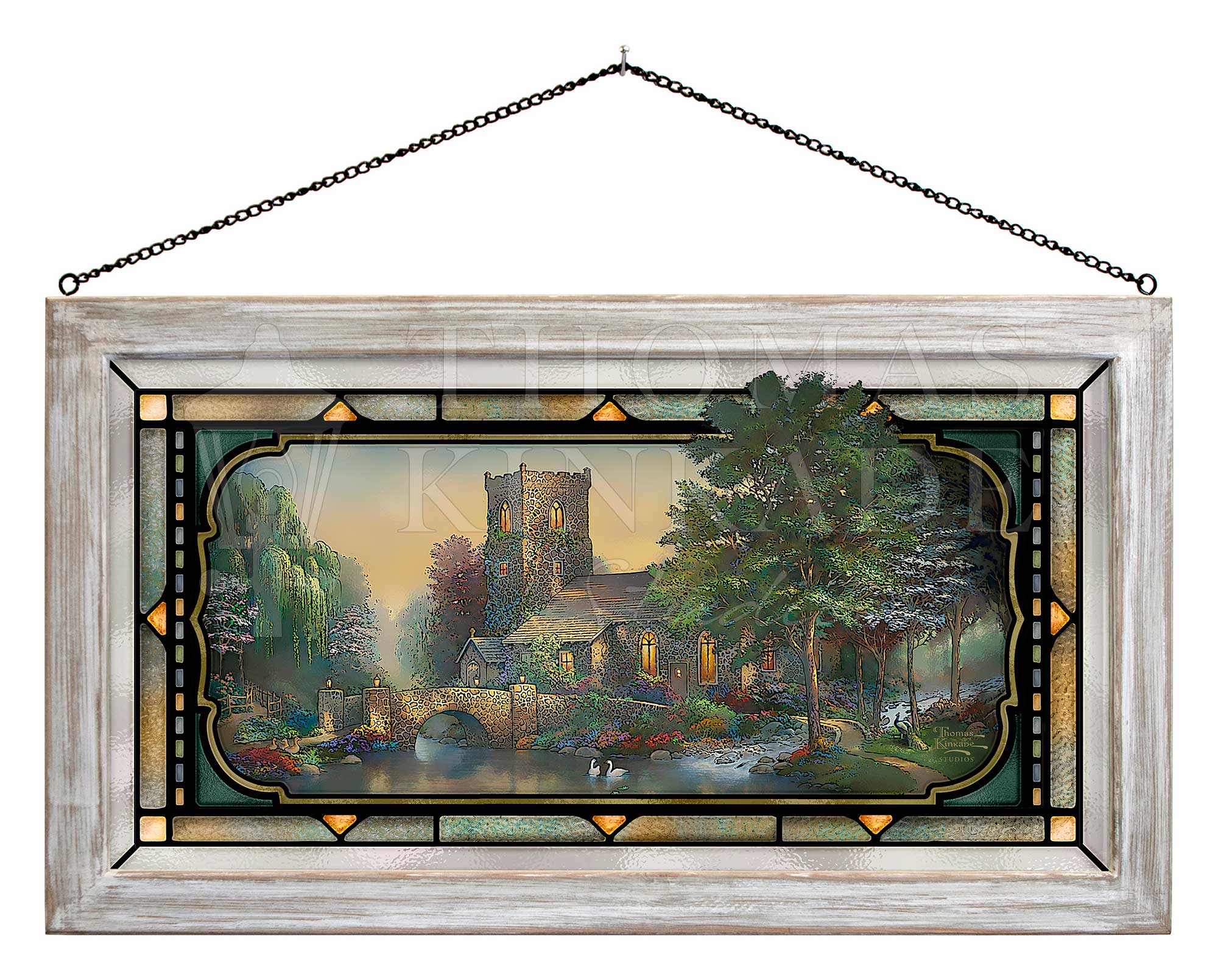 Willow Wood Chapel - 13" x 23" Stained Glass Art