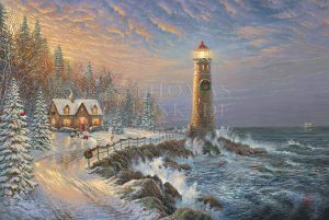 Christmas Lighthouse Winter - Thomas Kinkade Studios
