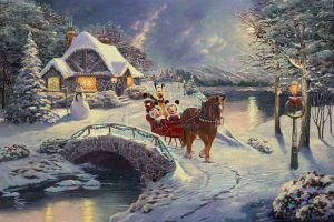 Disney Mickey and Minnie Evening Sleigh Ride Winter - Thomas Kinkade Studios