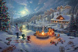 Disney Mickey and Minnie Christmas Lodge Cottages - Thomas Kinkade Studios