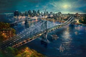 Moonlight over Manhattan Bridges - Thomas Kinkade Studios