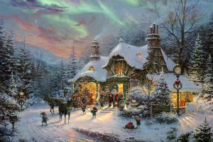 Santa's Night Before Christmas Cottages - Thomas Kinkade Studios