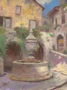 Tuscan Village Fountain Plein Air - Thomas Kinkade Studios