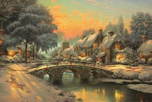 Cobblestone Christmas Bridges - Thomas Kinkade Studios