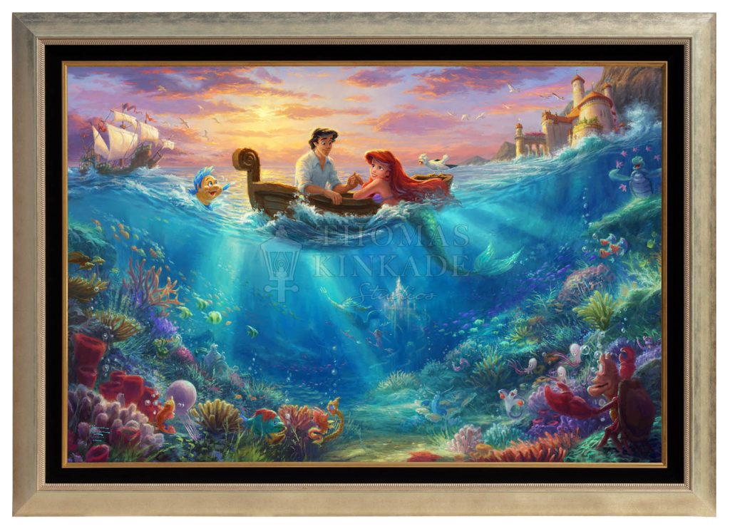 Little Mermaid Falling In Love - 40" x 60"  - Canvas Print (Monumental Gold Frame)