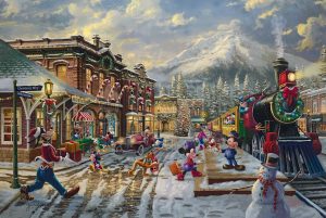Disney Mickey and Minnie Candy Cane Express Christmas - Thomas Kinkade Studios