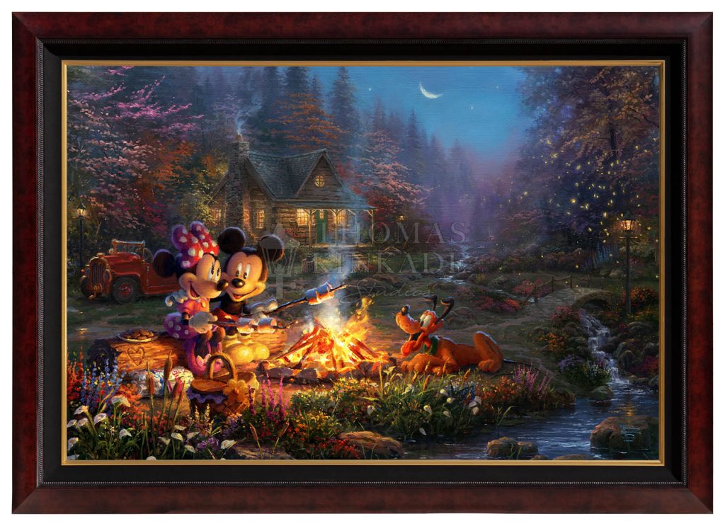 Mickey Minnie Sweetheart Campfire - 40" x 60"  - Canvas Print (Monumental Copper Frame)
