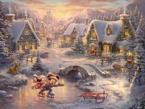Disney Mickey and Minnie - Sweetheart Holiday Christmas - Thomas Kinkade Studios