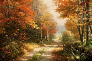 A Walk Down Autumn Lane Autumn - Thomas Kinkade Studios